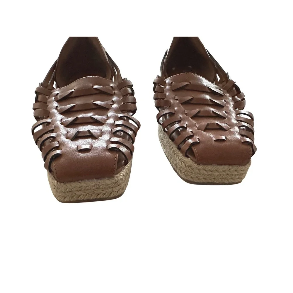 Sam & Libby Brown‎ Woven Leather Espadrille  Size 9